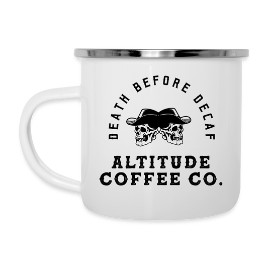 Death Before Decaf Camper Mug - white